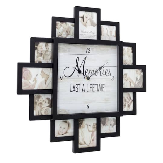 Black "Lifetime Memories" Picture Frame Wall Collage Clock
